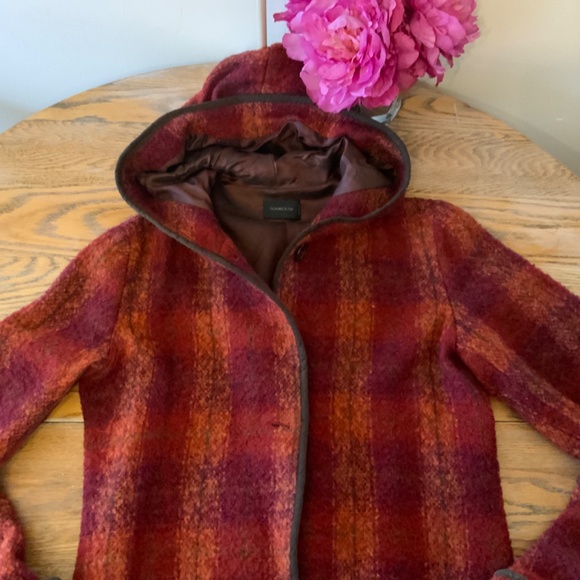 TOMBOLINI lined wool plaid coat/adjustable length sleeves/8???pit to pit=19 - Picture 2 of 11